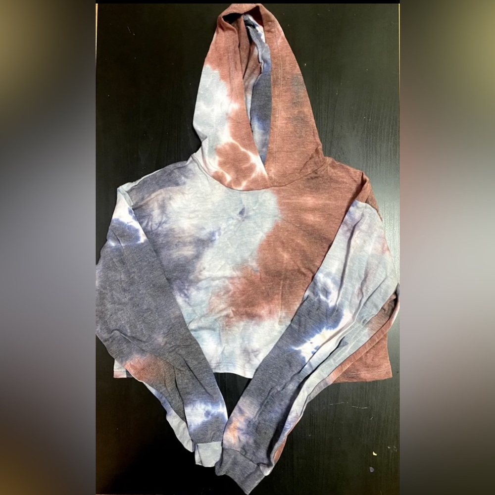 Gaze Women's TieDye Crop Cropped Long Sleeve Hoodie Sweatshirt Size S